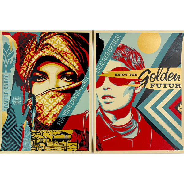 SHEPARD FAIREY (OBEY GIANT) - 2017 - GOLDEN FUTURE FOR SOME (DIPTYCH)
