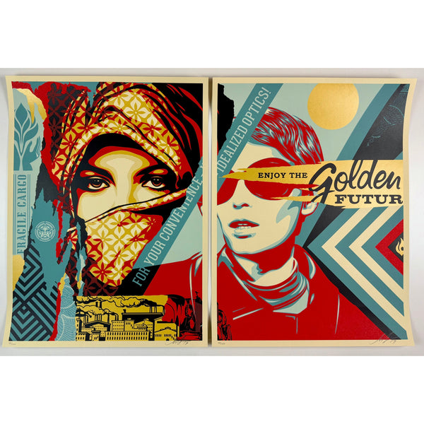 SHEPARD FAIREY (OBEY GIANT) - 2017 - GOLDEN FUTURE FOR SOME (DIPTYCH)
