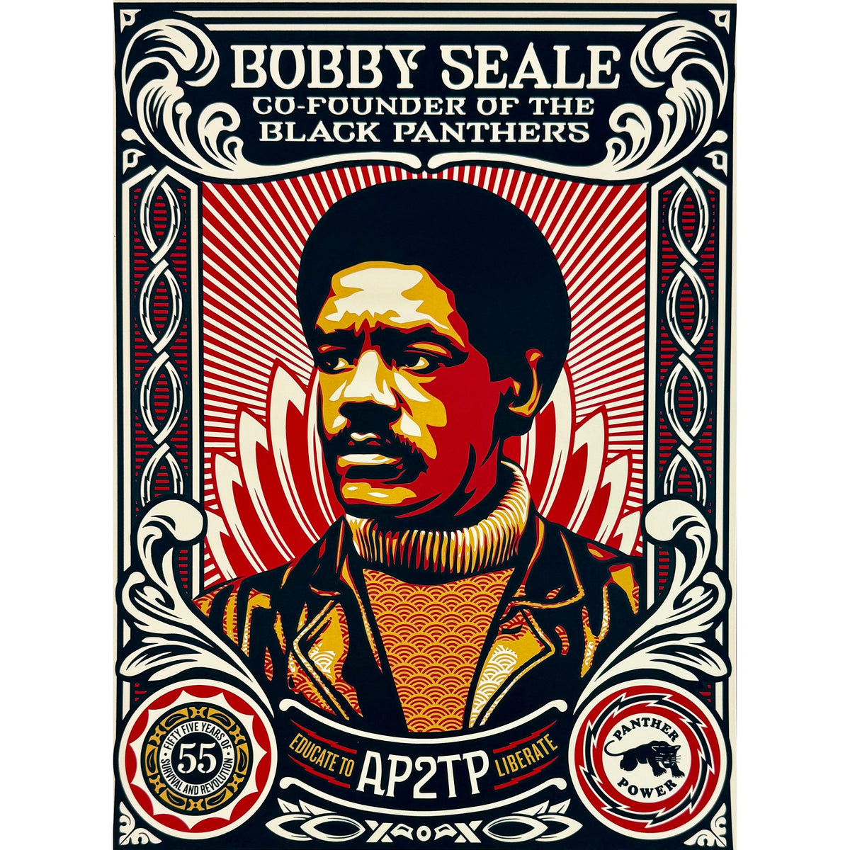 SHEPARD FAIREY (OBEY GIANT) - 2021 - EDUCATE TO LIBERATE (CREAM