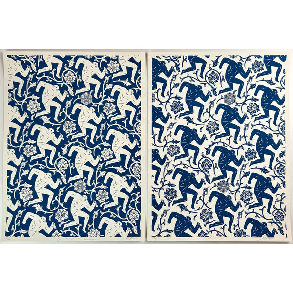 CLEON PETERSON / SHEPARD FAIREY (OBEY GIANT) - 2015 - PATTERN OF CORRUPTION (BLUE / WHITE SET)