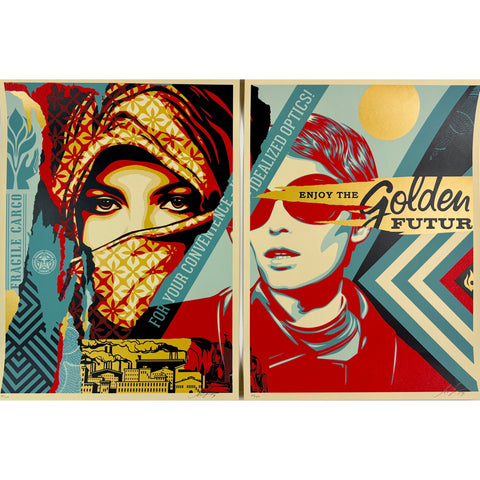 SHEPARD FAIREY (OBEY GIANT) - 2017 - GOLDEN FUTURE FOR SOME (DIPTYCH)