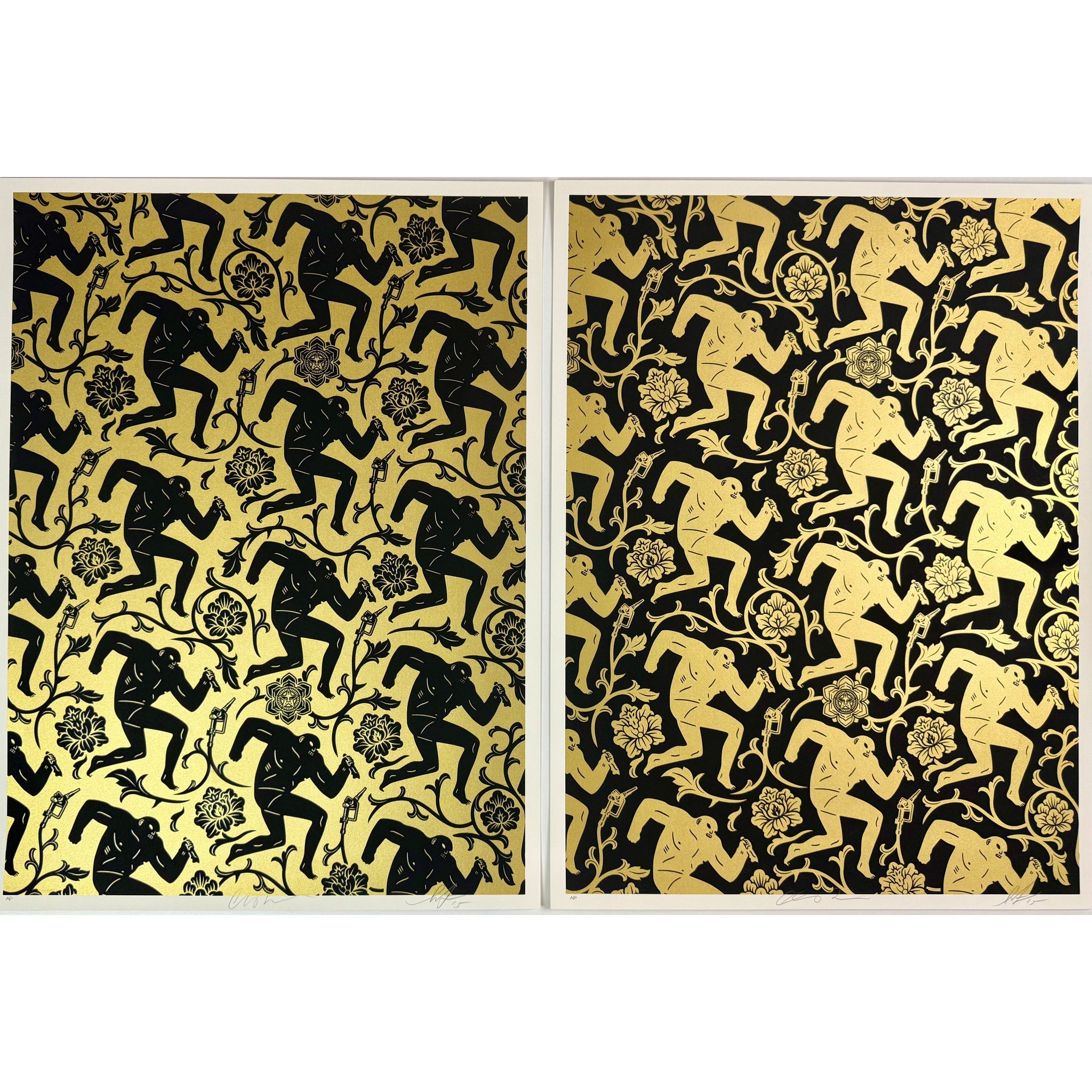CLEON PETERSON / SHEPARD FAIREY (OBEY GIANT) - 2015 - PATTERN OF CORRUPTION (GOLD / BLACK SET)
