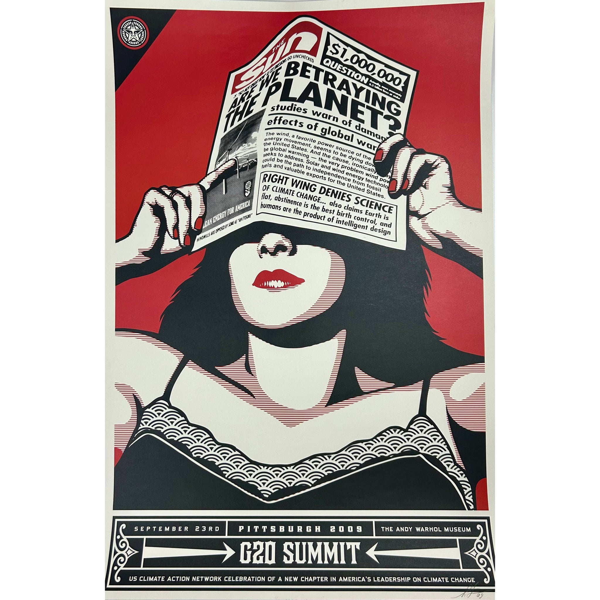 SHEPARD FAIREY (OBEY GIANT) - 2009 - GLOBAL WARNING (WARHOL G20 EDITION)