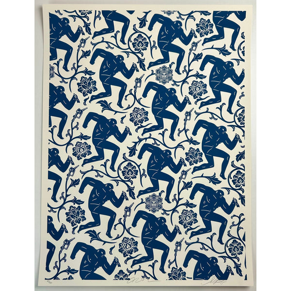 CLEON PETERSON / SHEPARD FAIREY (OBEY GIANT) - 2015 - PATTERN OF CORRUPTION (BLUE / WHITE SET)