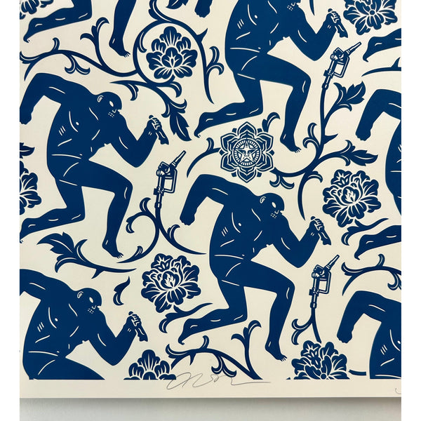 CLEON PETERSON / SHEPARD FAIREY (OBEY GIANT) - 2015 - PATTERN OF CORRUPTION (BLUE / WHITE SET)
