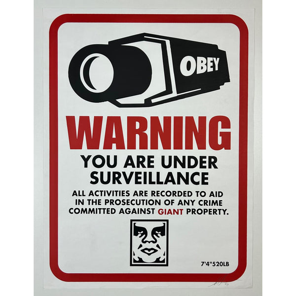 SHEPARD FAIREY (OBEY GIANT) - 2000 - WARNING SURVEILLANCE (SIGNED PASTER)